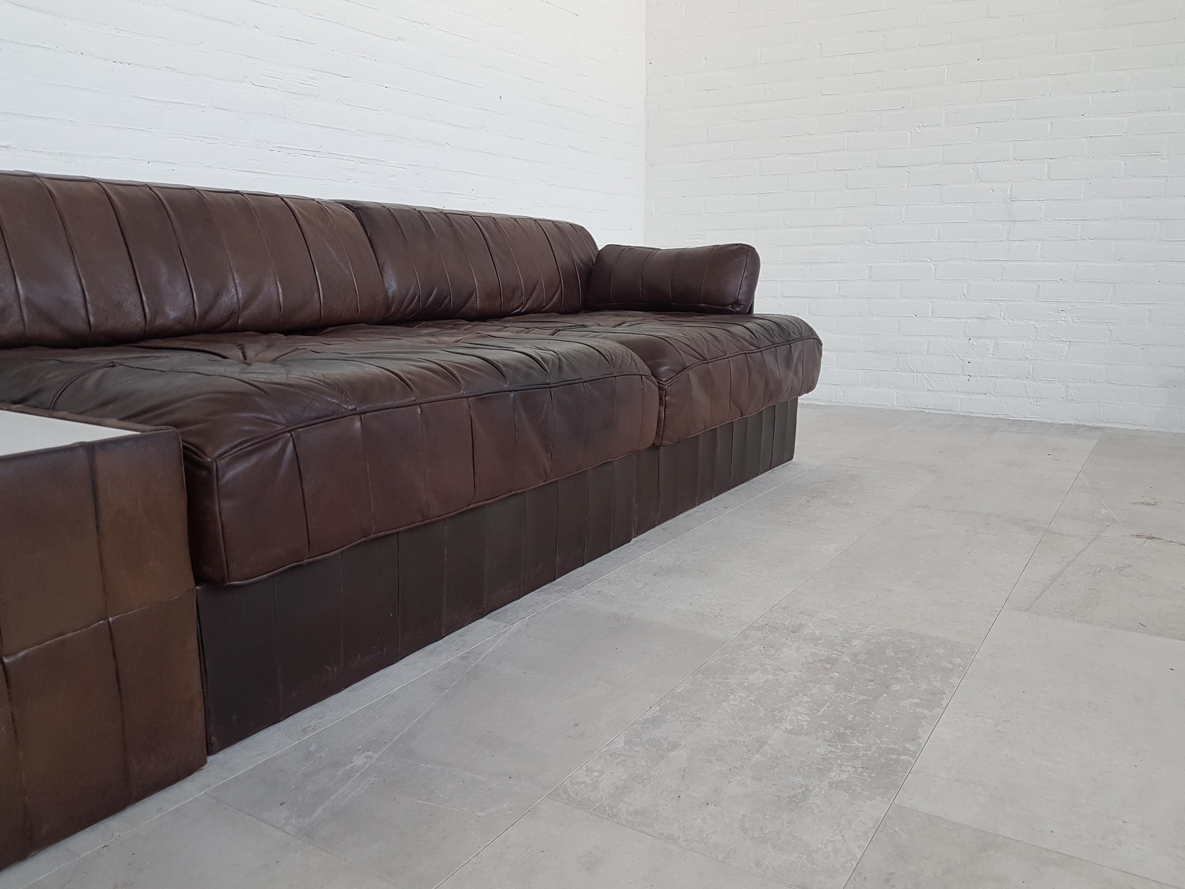 Sectional Patchwork Brown Leather De Sede DS 88 Sofa 2