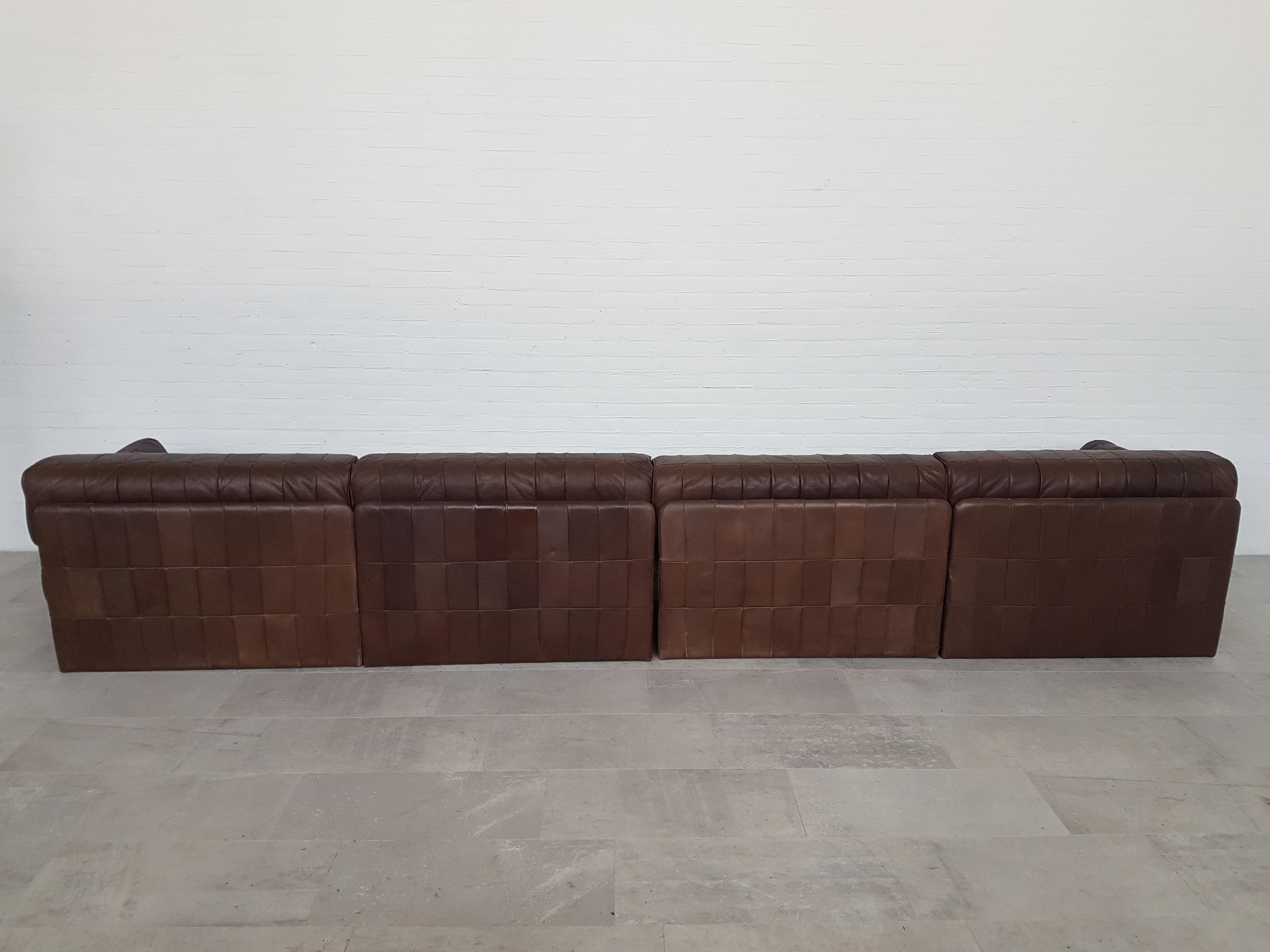 Sectional Patchwork Brown Leather De Sede DS 88 Sofa 3