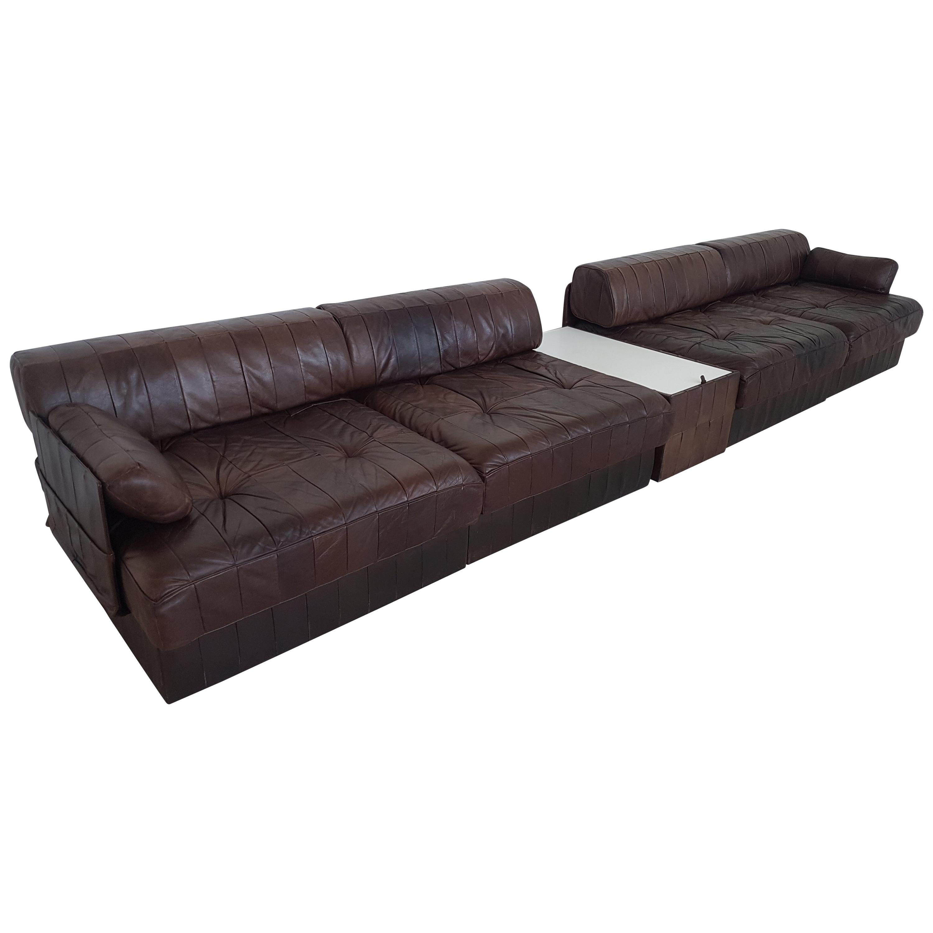 Sectional Patchwork Brown Leather De Sede DS 88 Sofa
