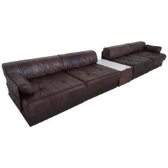 Vintage Sectional Patchwork Brown Leather De Sede DS 88 Sofa