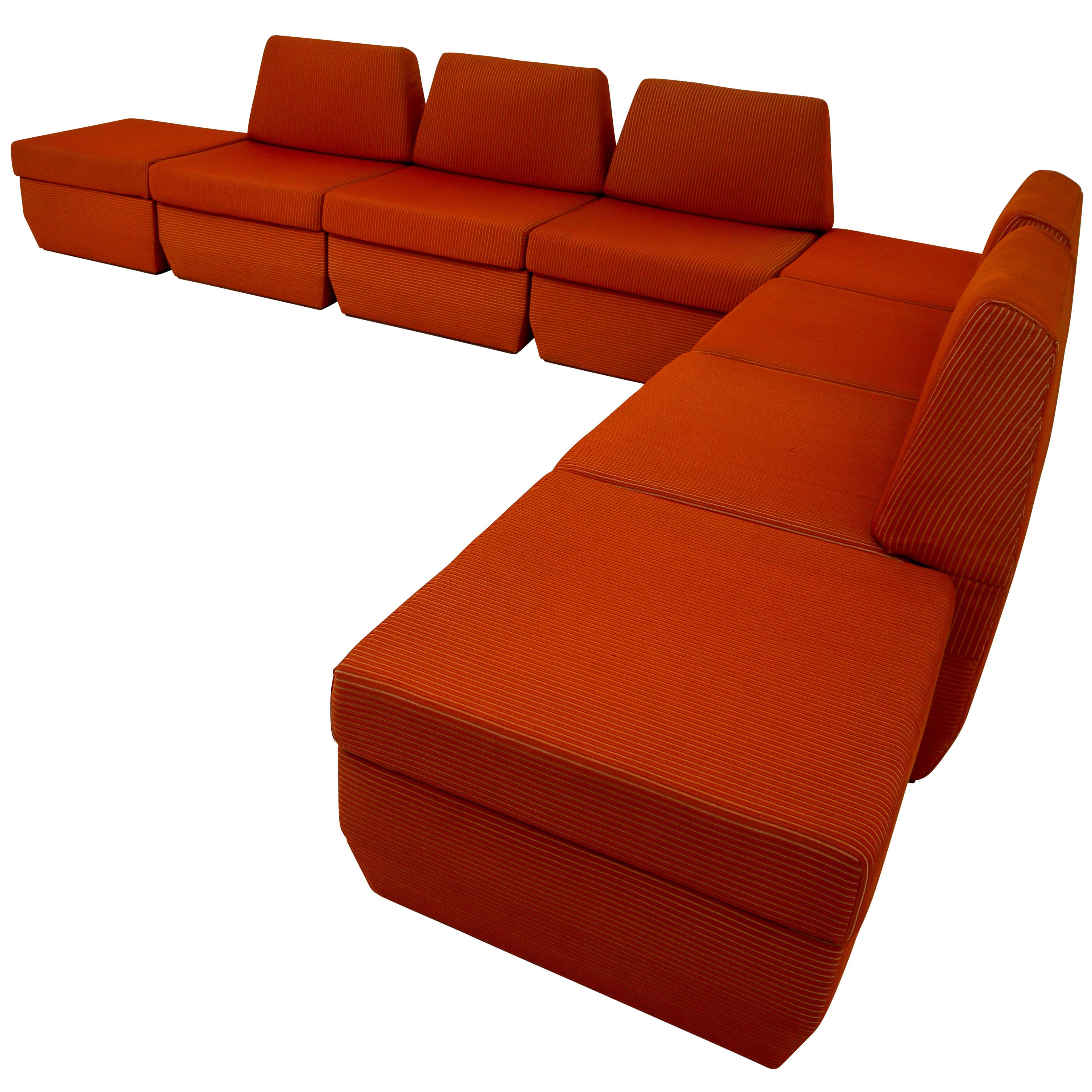 Sectional Retro Sofa in Original Fabric with Extra Storage