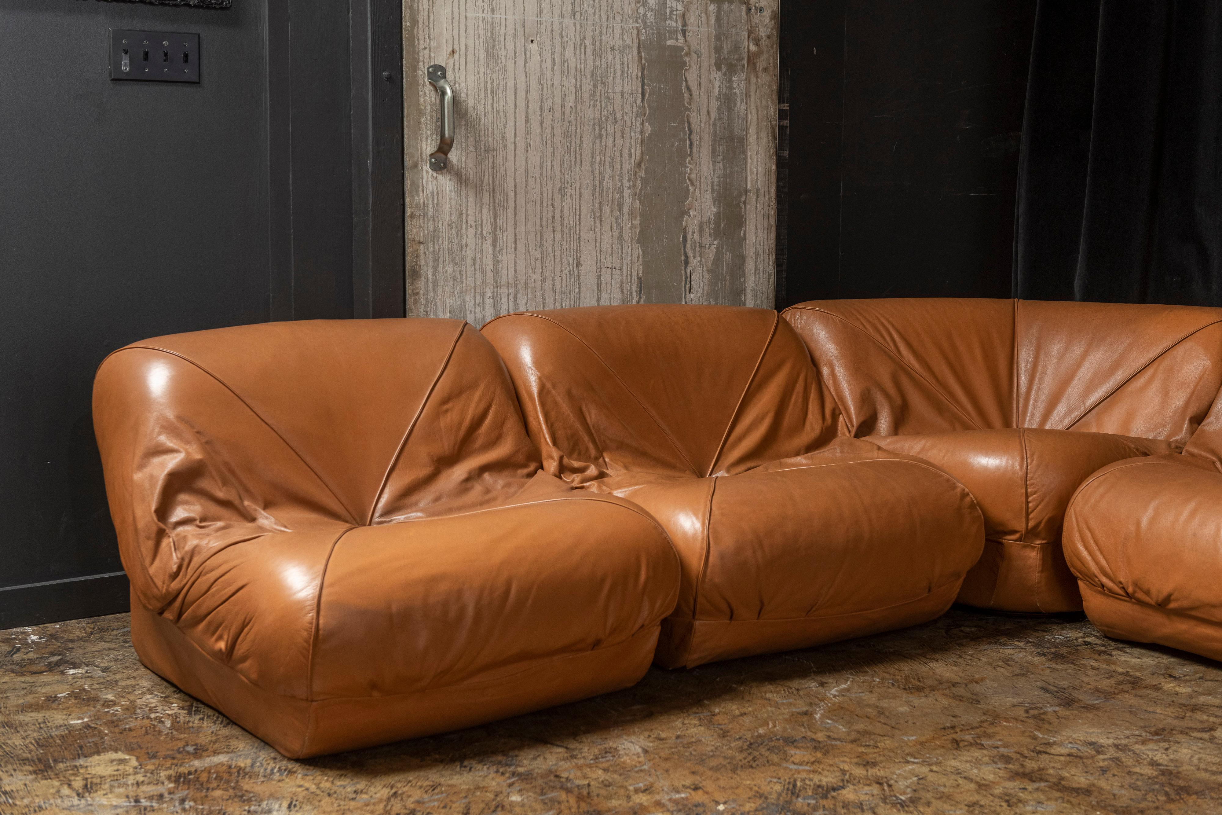 Leather Sectional Sofa by Jorge Zalszupin for L'Atelier