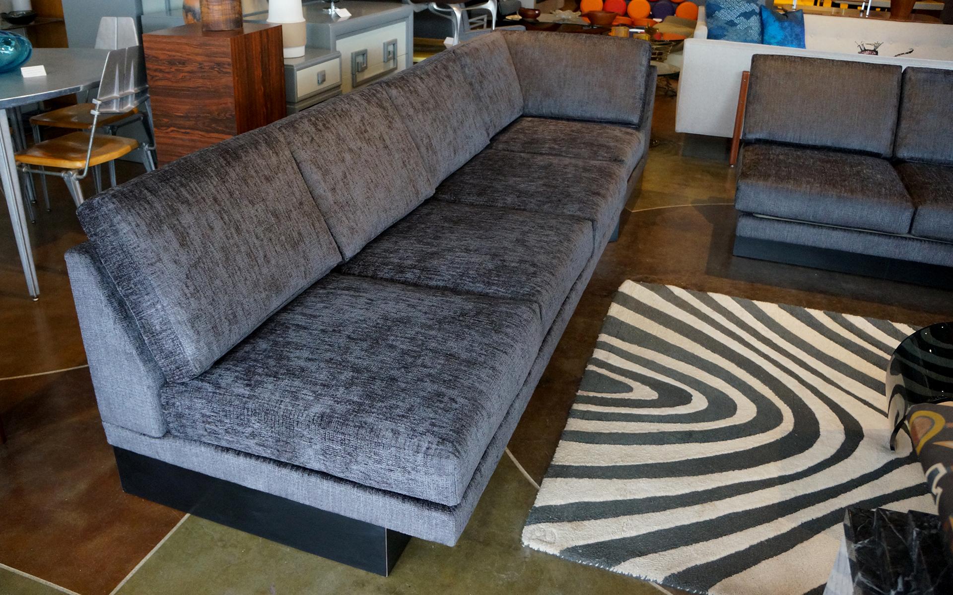 Sectional Sofa by Milo Baughman, Restored, Robert Allen Grand Chenille Fabric In Excellent Condition In Kansas City, MO