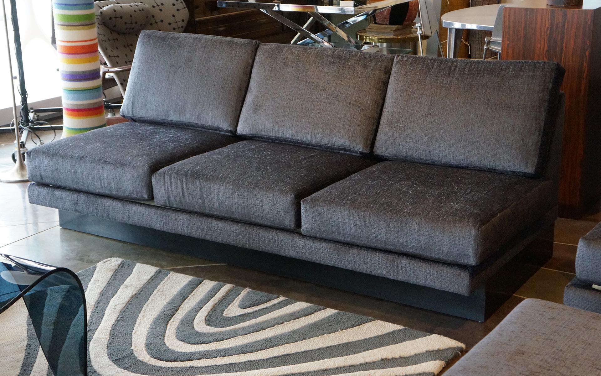 Mid-20th Century Sectional Sofa by Milo Baughman, Restored, Robert Allen Grand Chenille Fabric