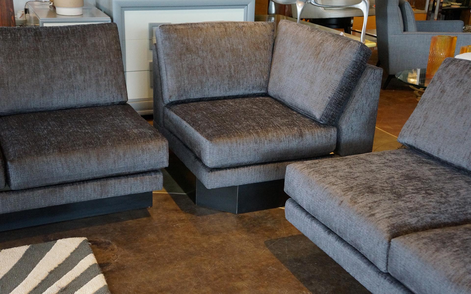 Sectional Sofa by Milo Baughman, Restored, Robert Allen Grand Chenille Fabric 1
