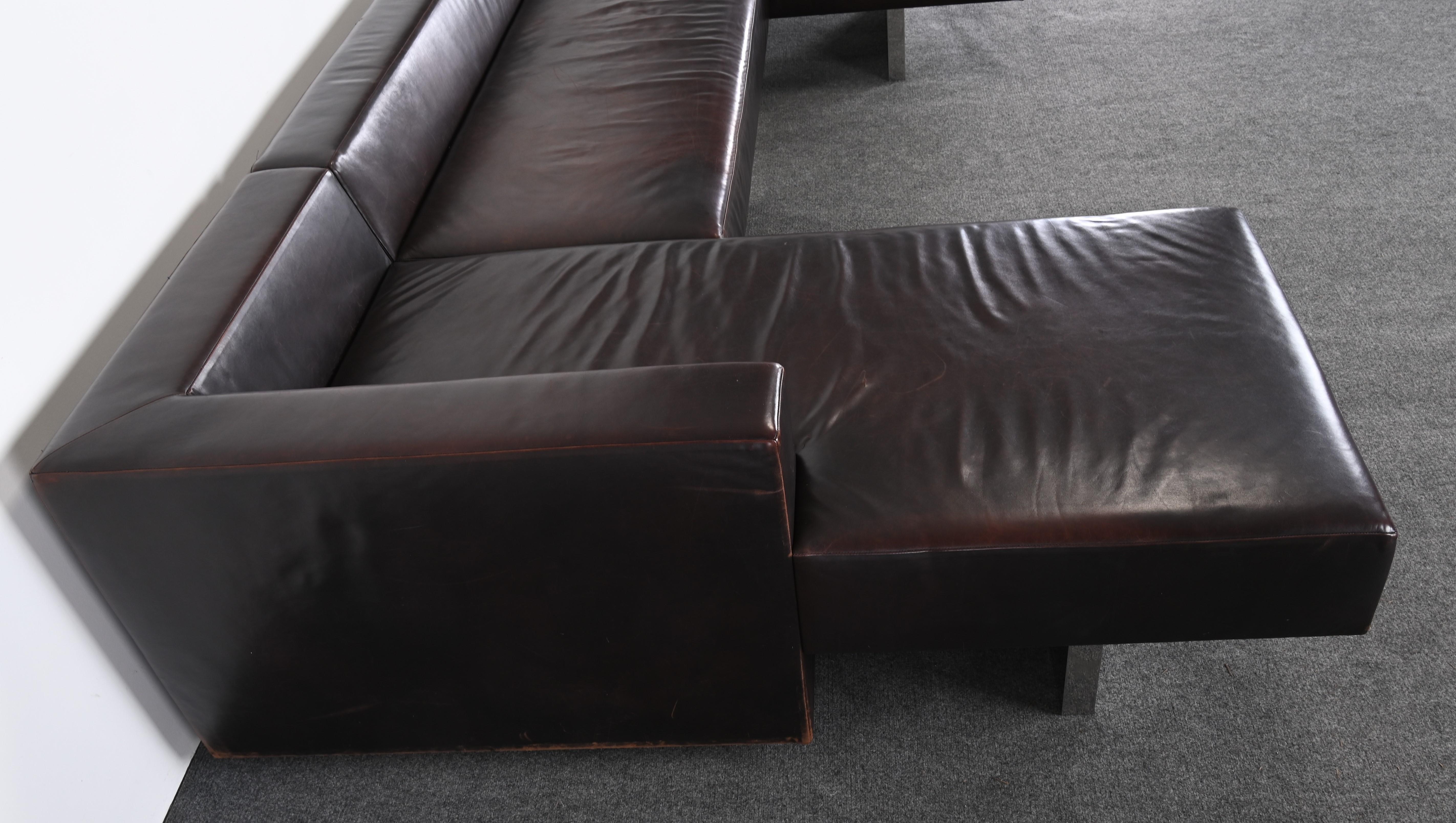 Sectional Sofa and Leather and Steel Bench by Vladimir Kagan for Gucci, 1990s 1