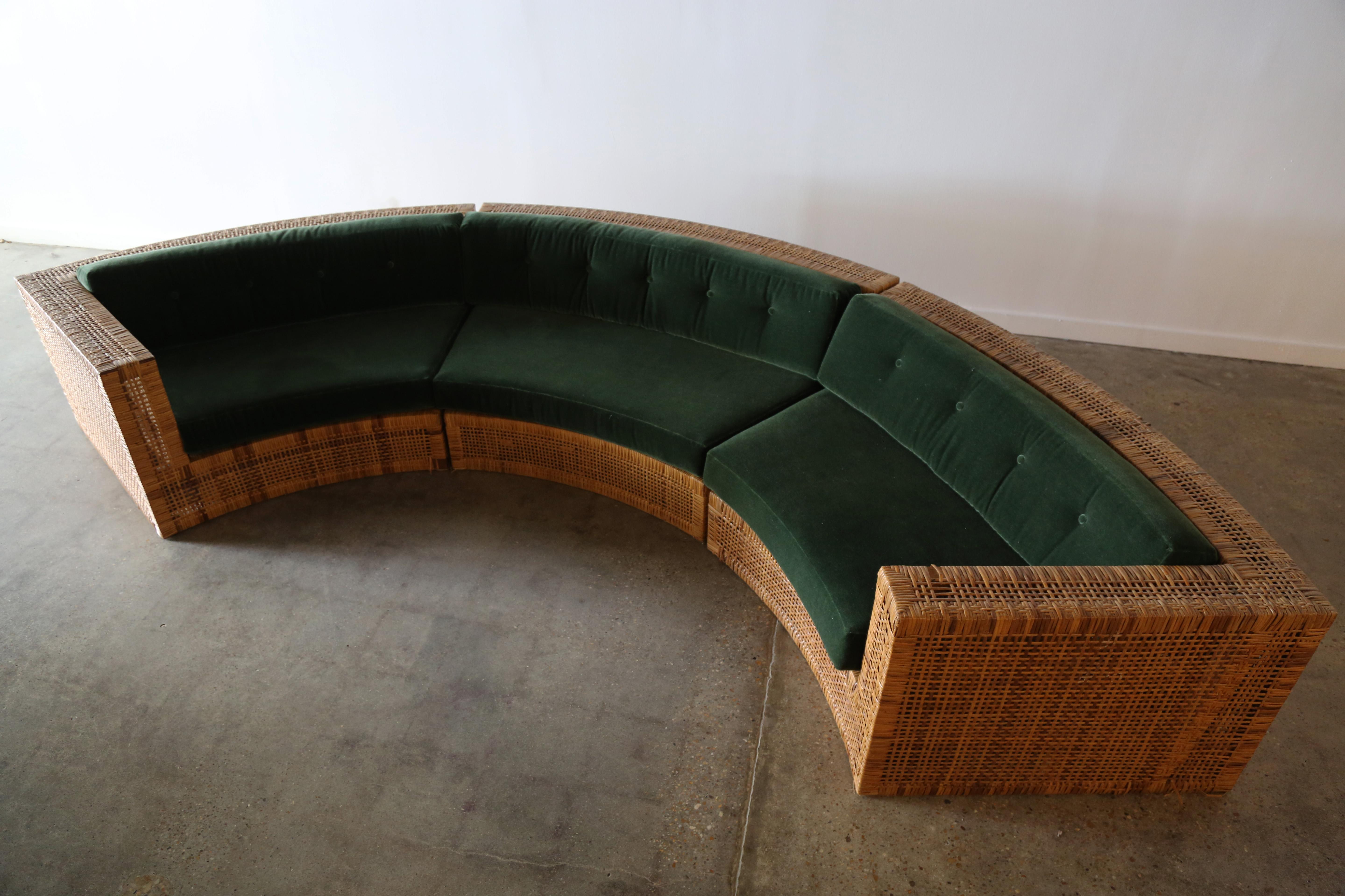 Sectional Sofa Danny Ho Fong for Tropi-cal, Wicker and Mohair Modern For Sale 2