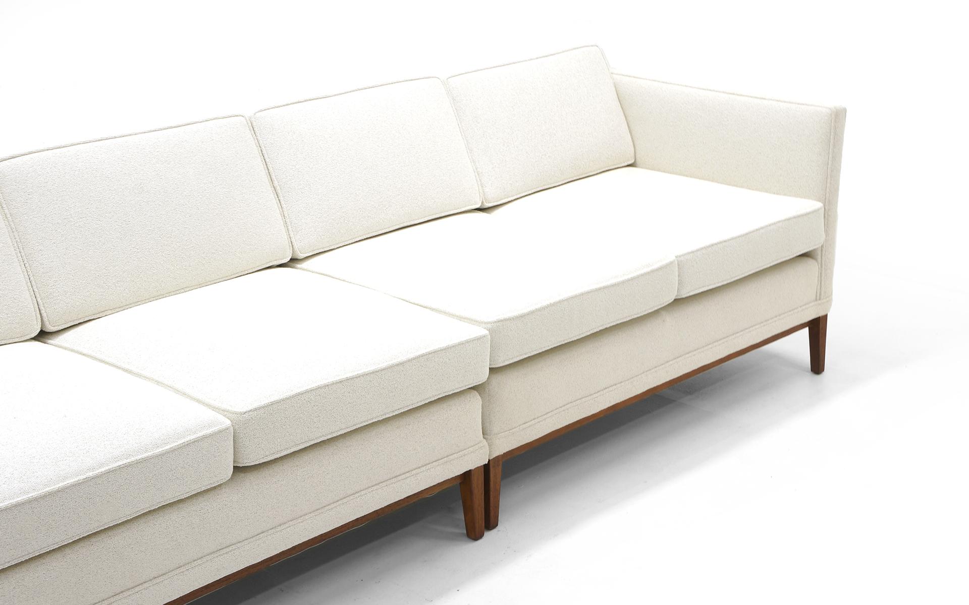 Mid-Century Modern Sectional Sofa, Five-Seat, Two-Piece, Even Arm, off White, Restored, Excellent For Sale