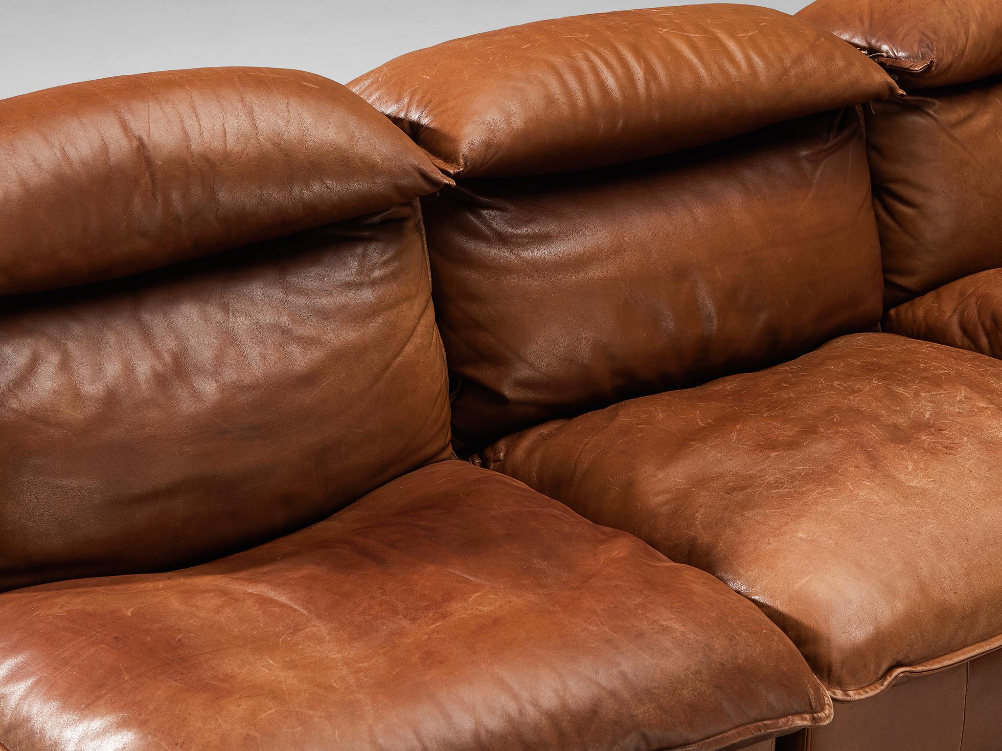 Late 20th Century Sectional Sofa in Cognac Leather