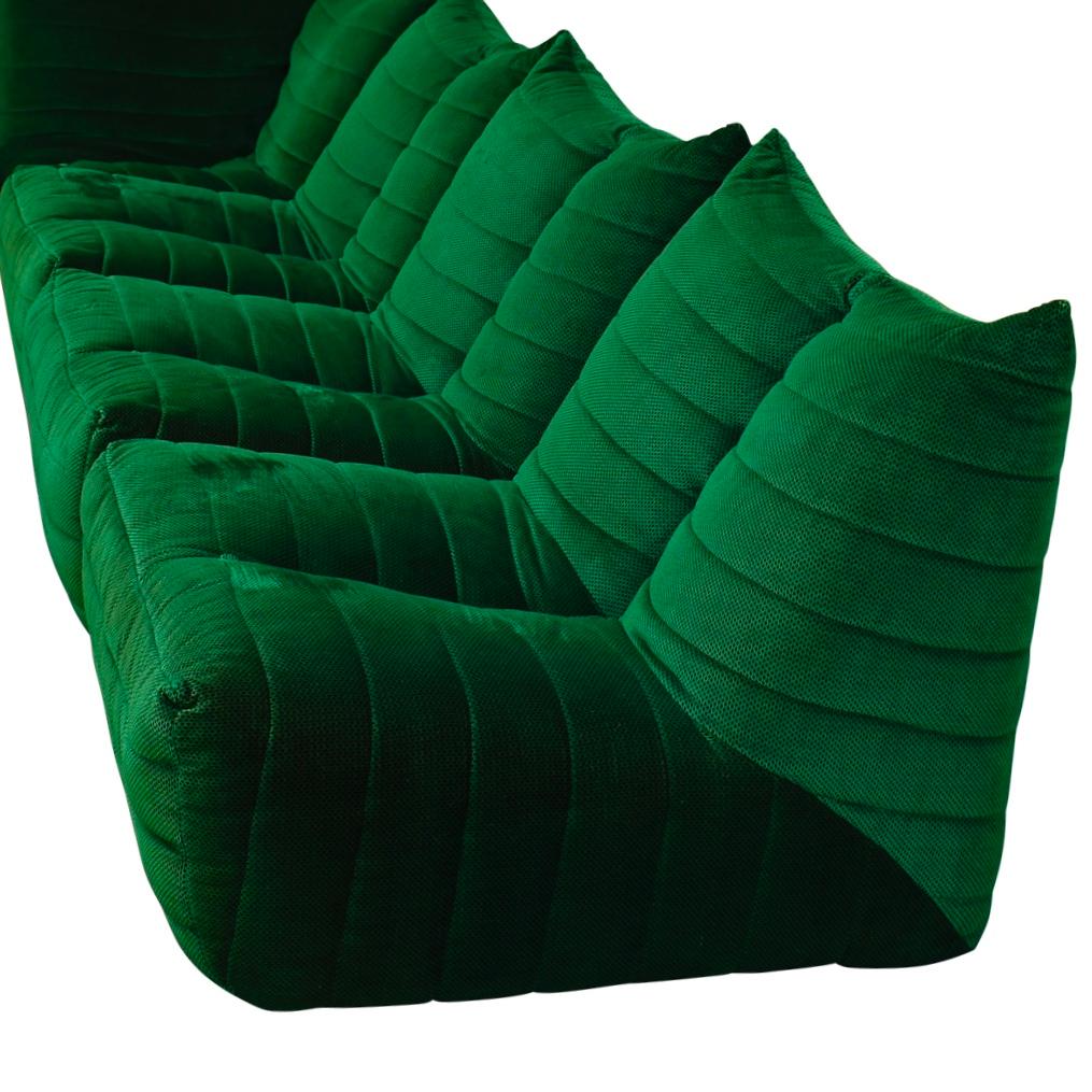 Sectional Sofa in Green Velvet by Gianfranco Grignani, Italy, circa 1970 3