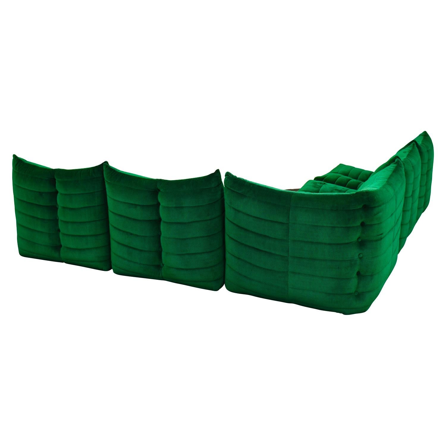Sectional Sofa in Green Velvet by Gianfranco Grignani, Italy, circa 1970 10