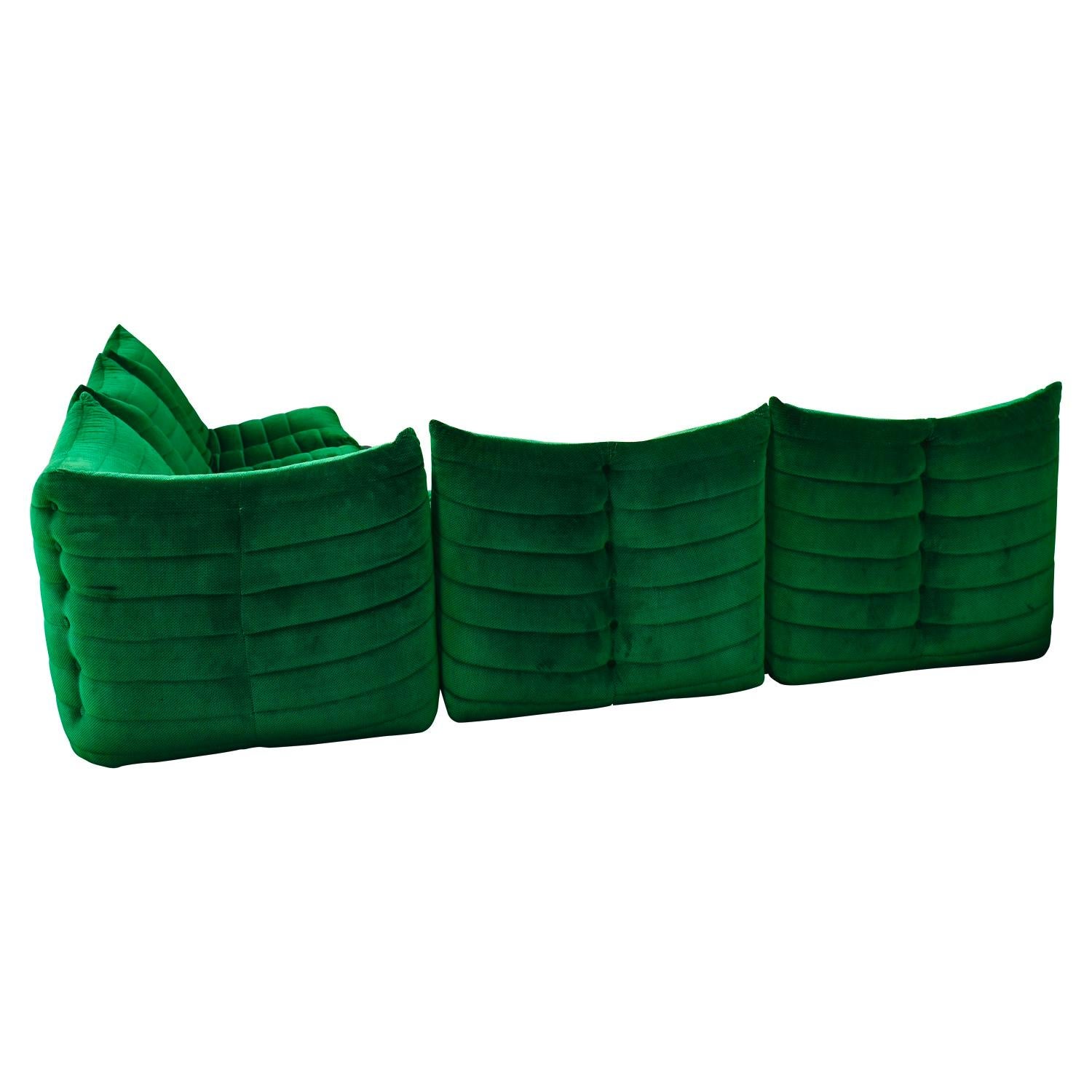 Sectional Sofa in Green Velvet by Gianfranco Grignani, Italy, circa 1970 11