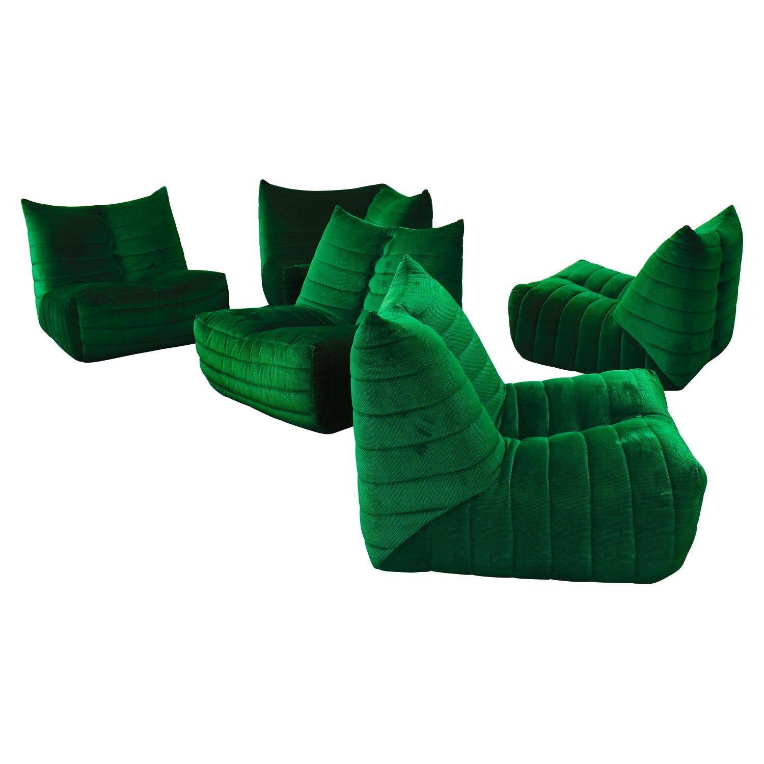 Sectional Sofa in Green Velvet by Gianfranco Grignani, Italy, circa 1970 1