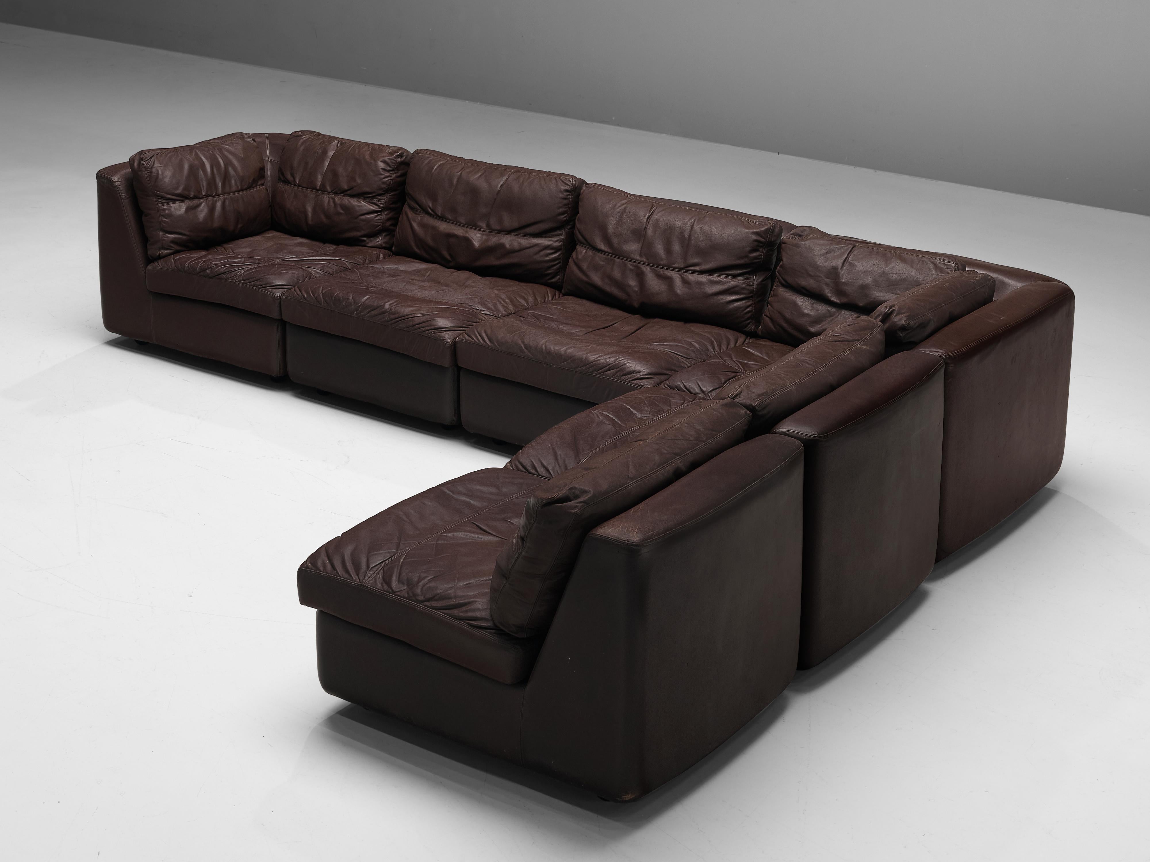brown leather sectionals