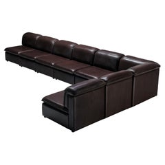 Sectional Sofa in Patinated Brown Leather