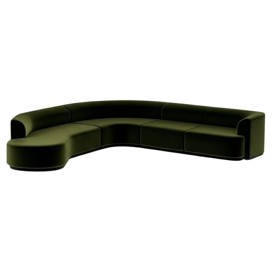 Sectional Sofa Upholstered in Velvet with an Upholstered Plinth Base