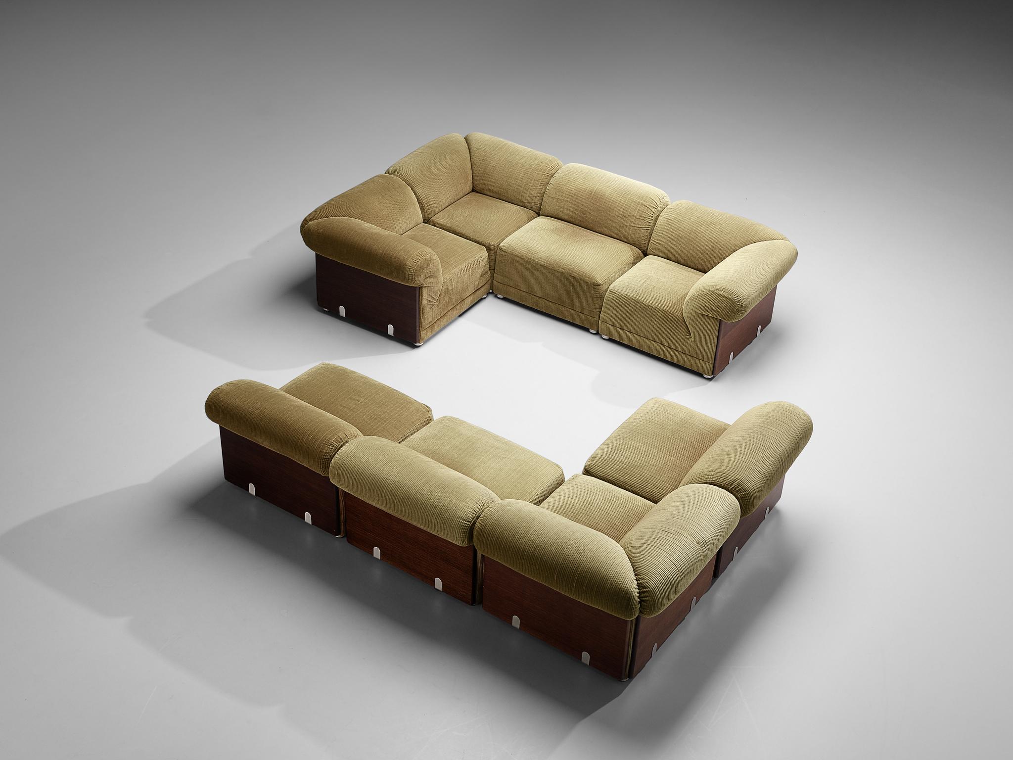 Sectional Sofa with Side Tables in Structured Velvet Upholstery 2
