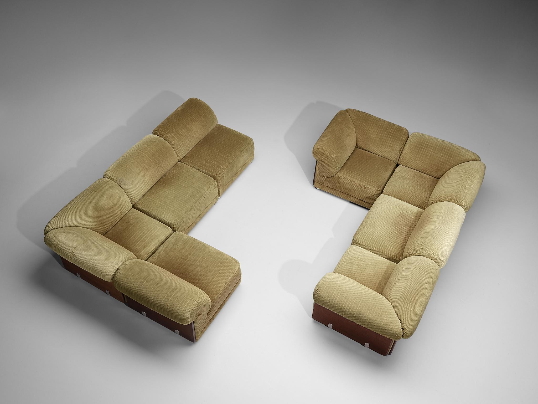 Sectional Sofa with Side Tables in Structured Velvet Upholstery 4