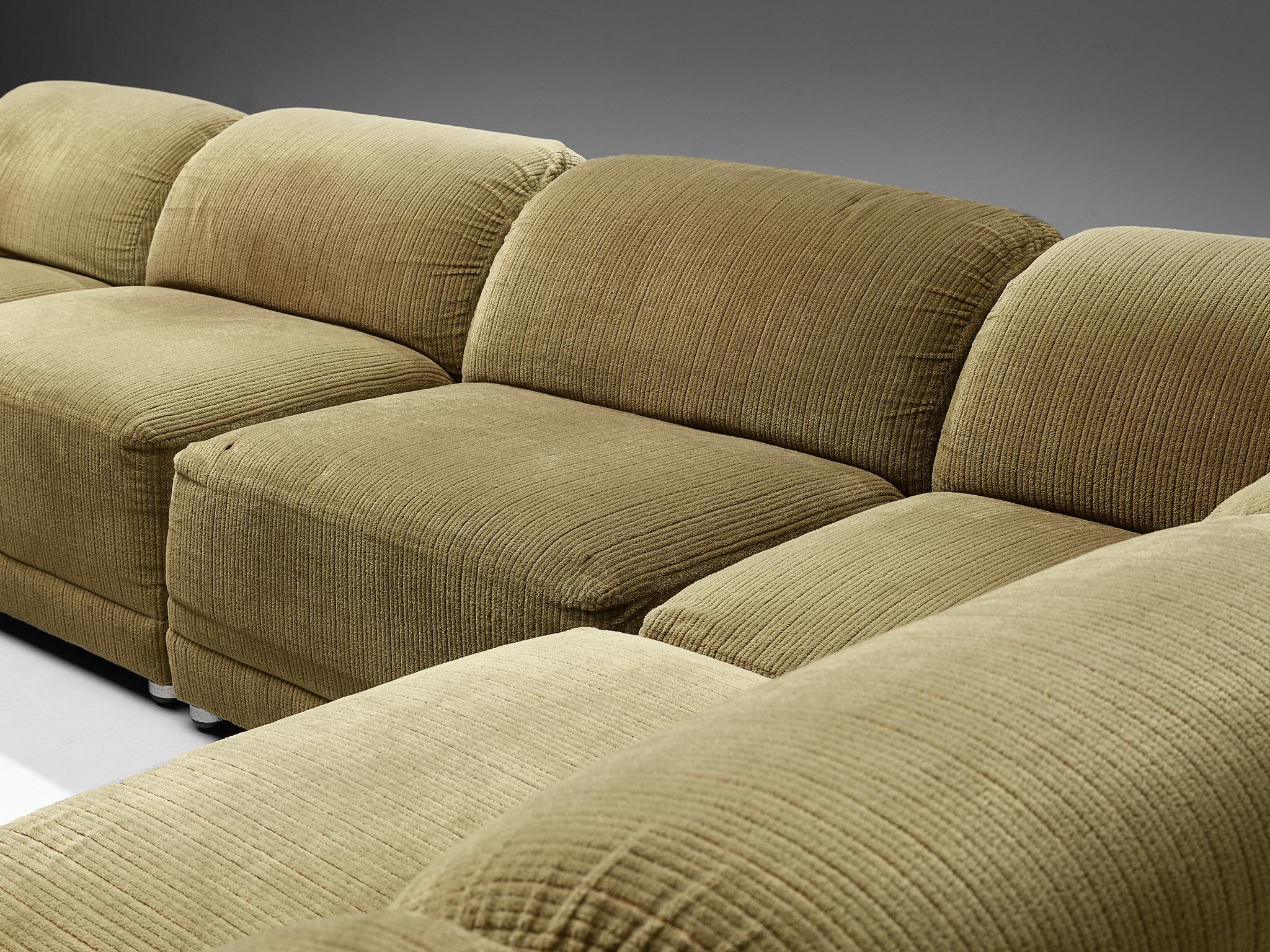 Sectional Sofa with Side Tables in Structured Velvet Upholstery 5