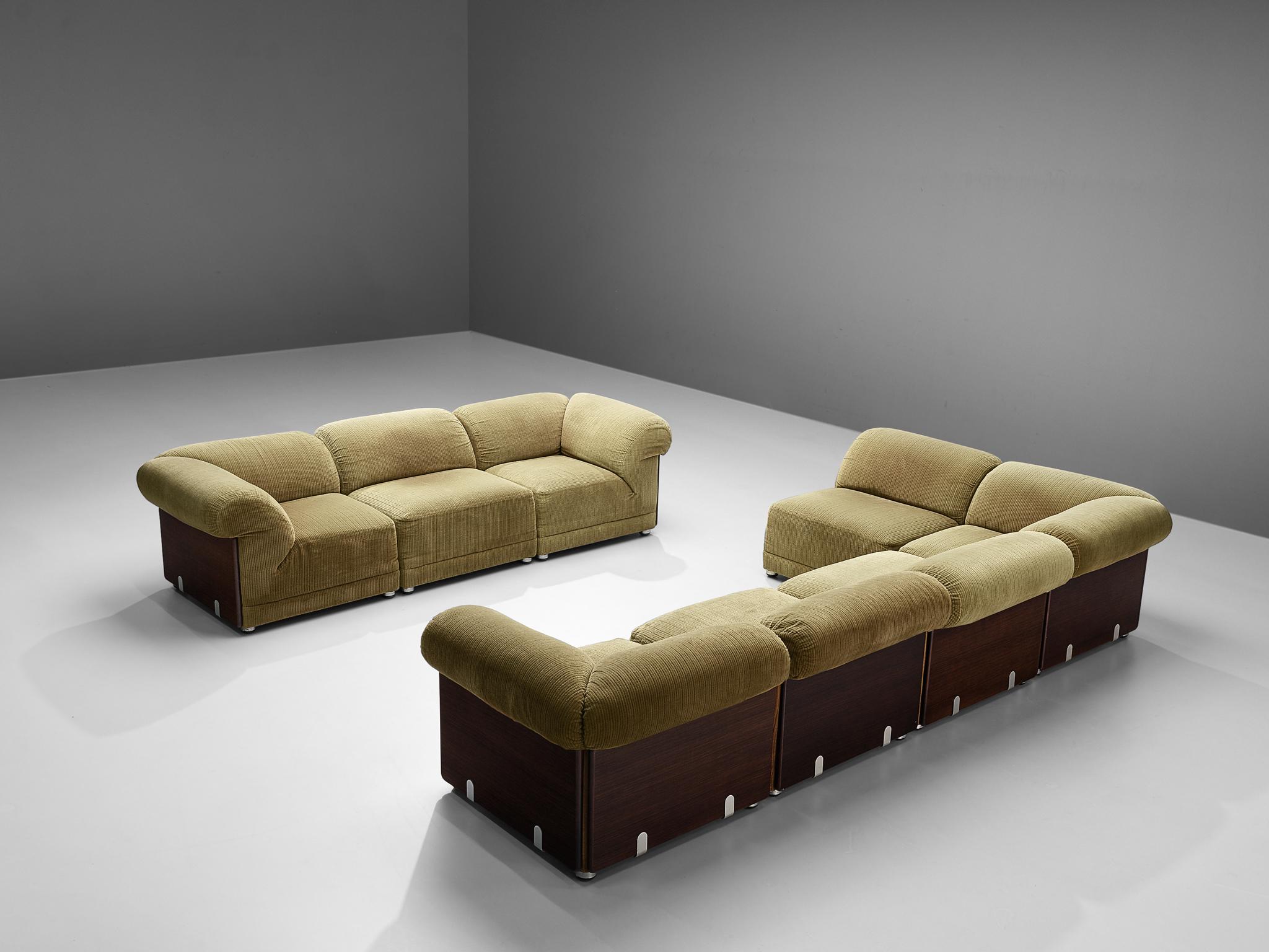 Sectional Sofa with Side Tables in Structured Velvet Upholstery In Good Condition In Waalwijk, NL