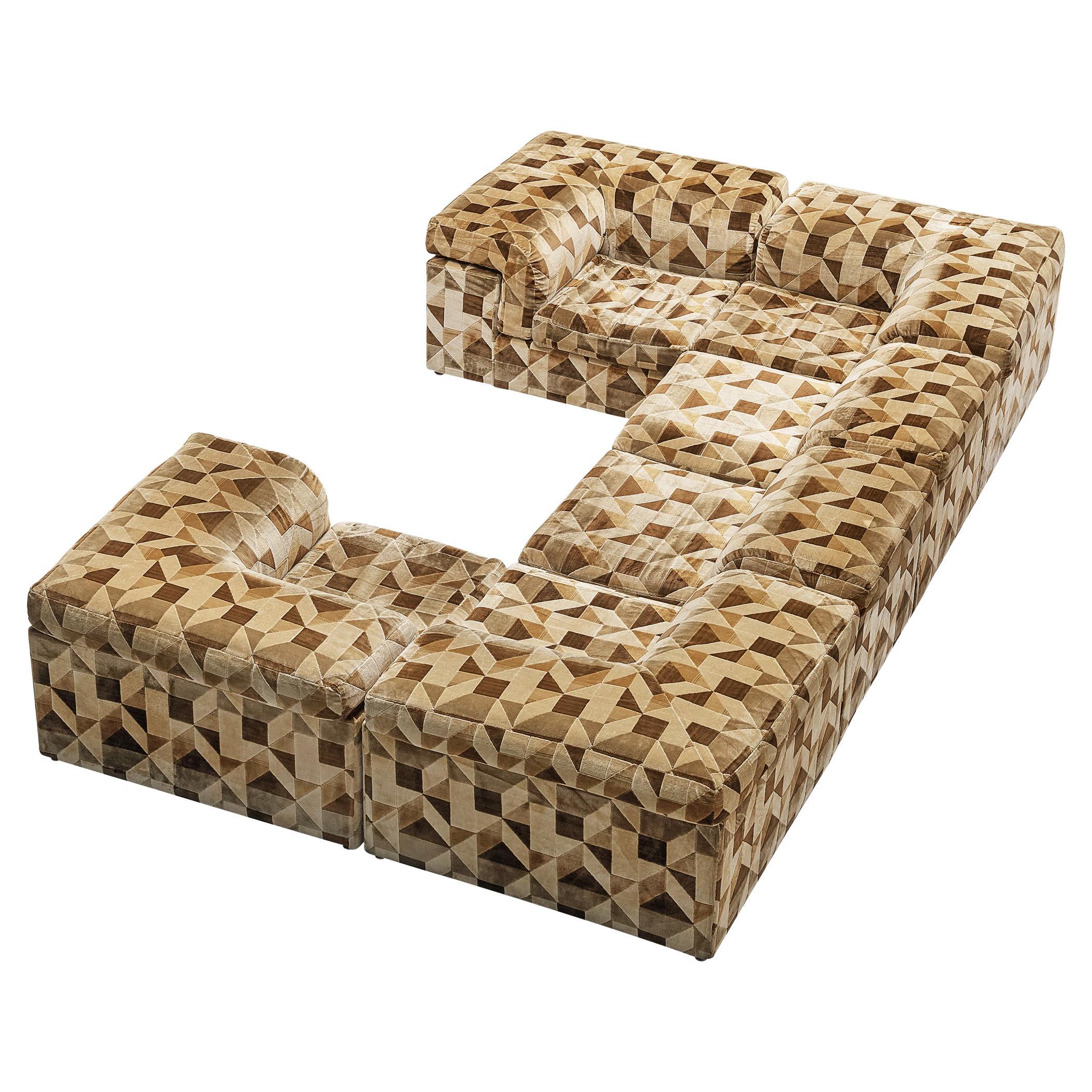 Custom Gold SilkVelvet Sectional Sofa, USA 2000 at 1stDibs