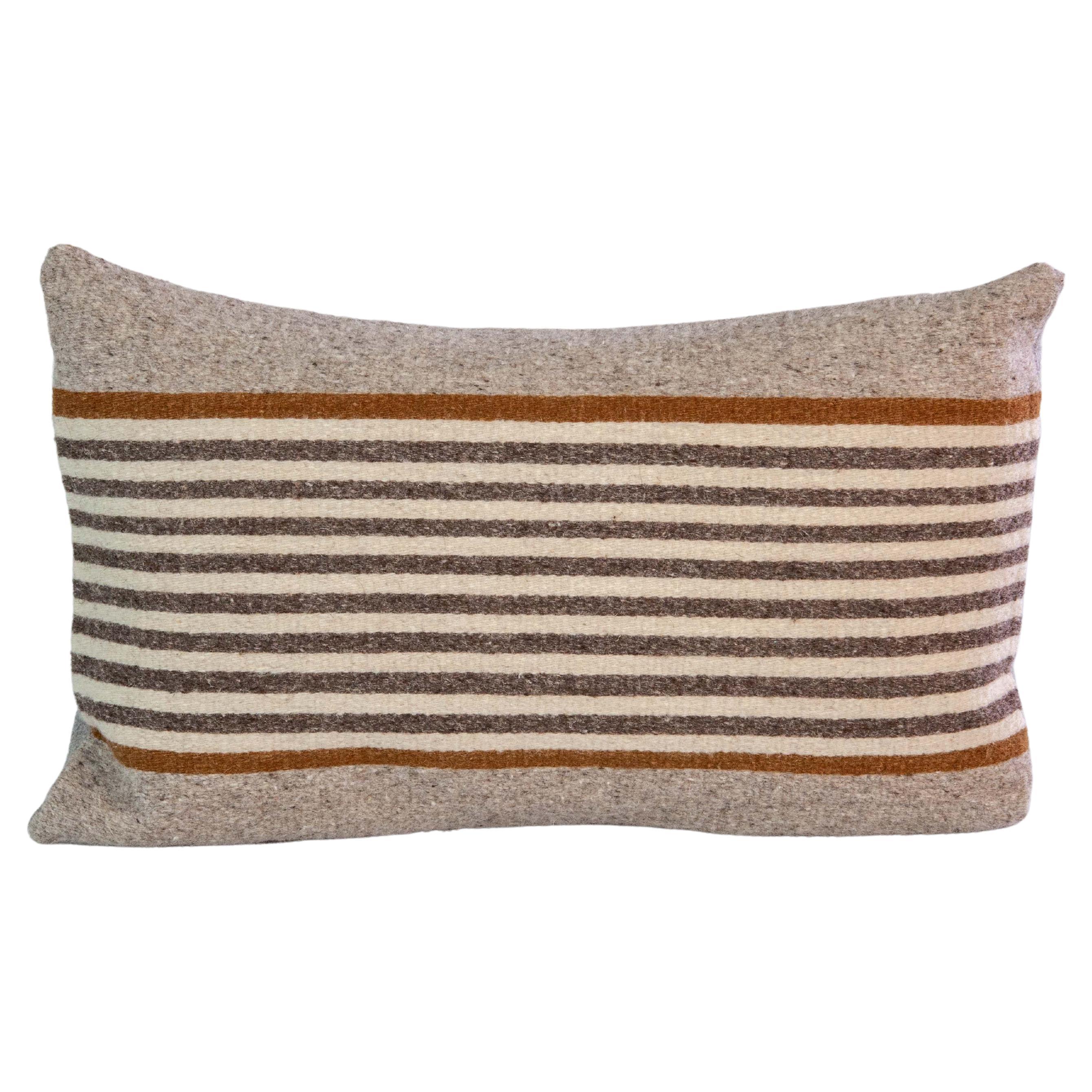 Handwoven New Boho Wool Throw Pillow in Ochre and Grey at 1stDibs ochre throw pillows