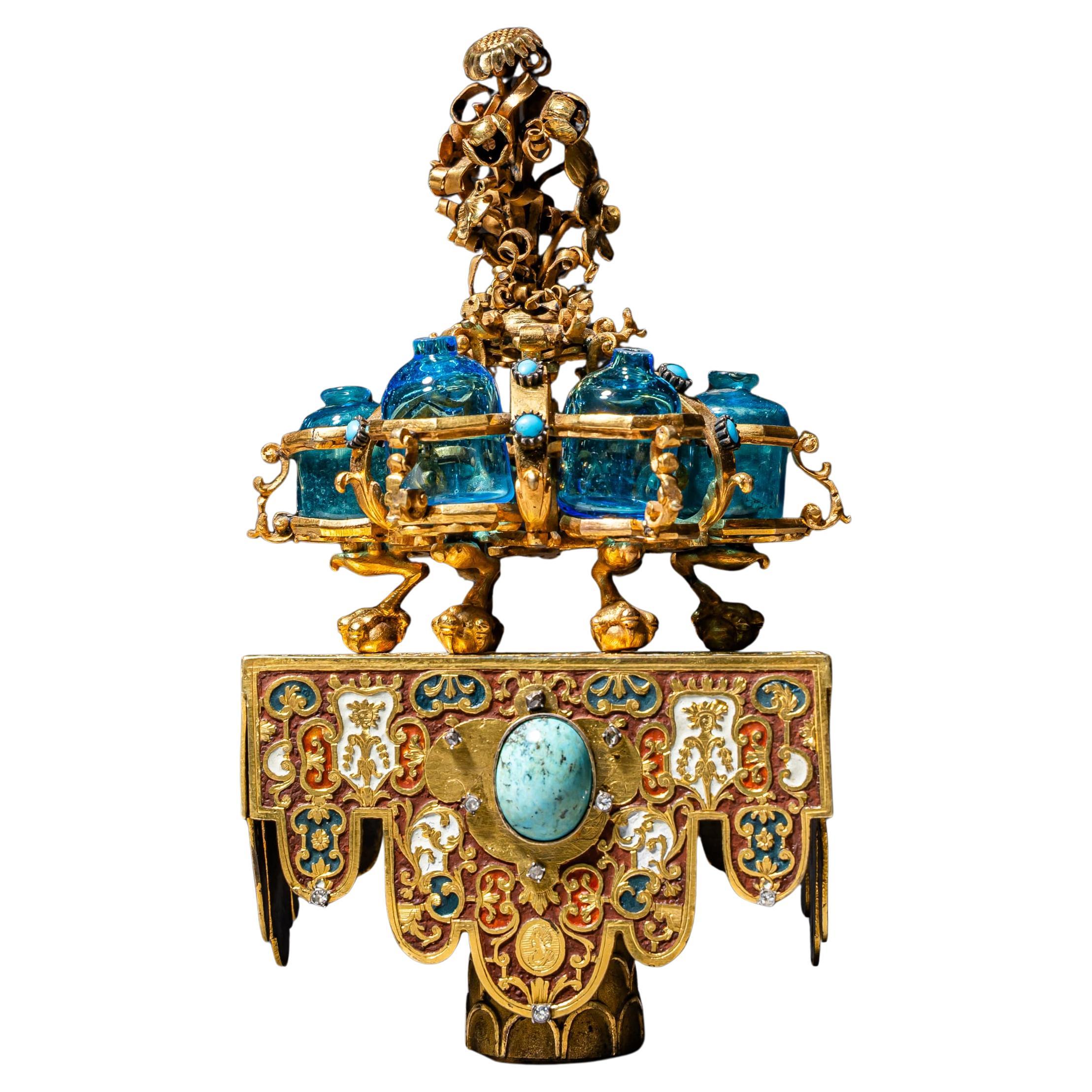 Chaise Sedan avec flacons à parfum, orfèvrerie dans le style de J. M. Iingling en vente