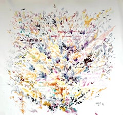 Abstract New Realms And Tidal Mixed Media Painting on Canvas, Sedef Gali