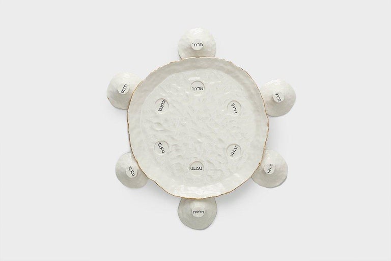Seder Plate By Isabel Halley White Porcelain With 22 Karat Gold Luster For Sale At 1stdibs