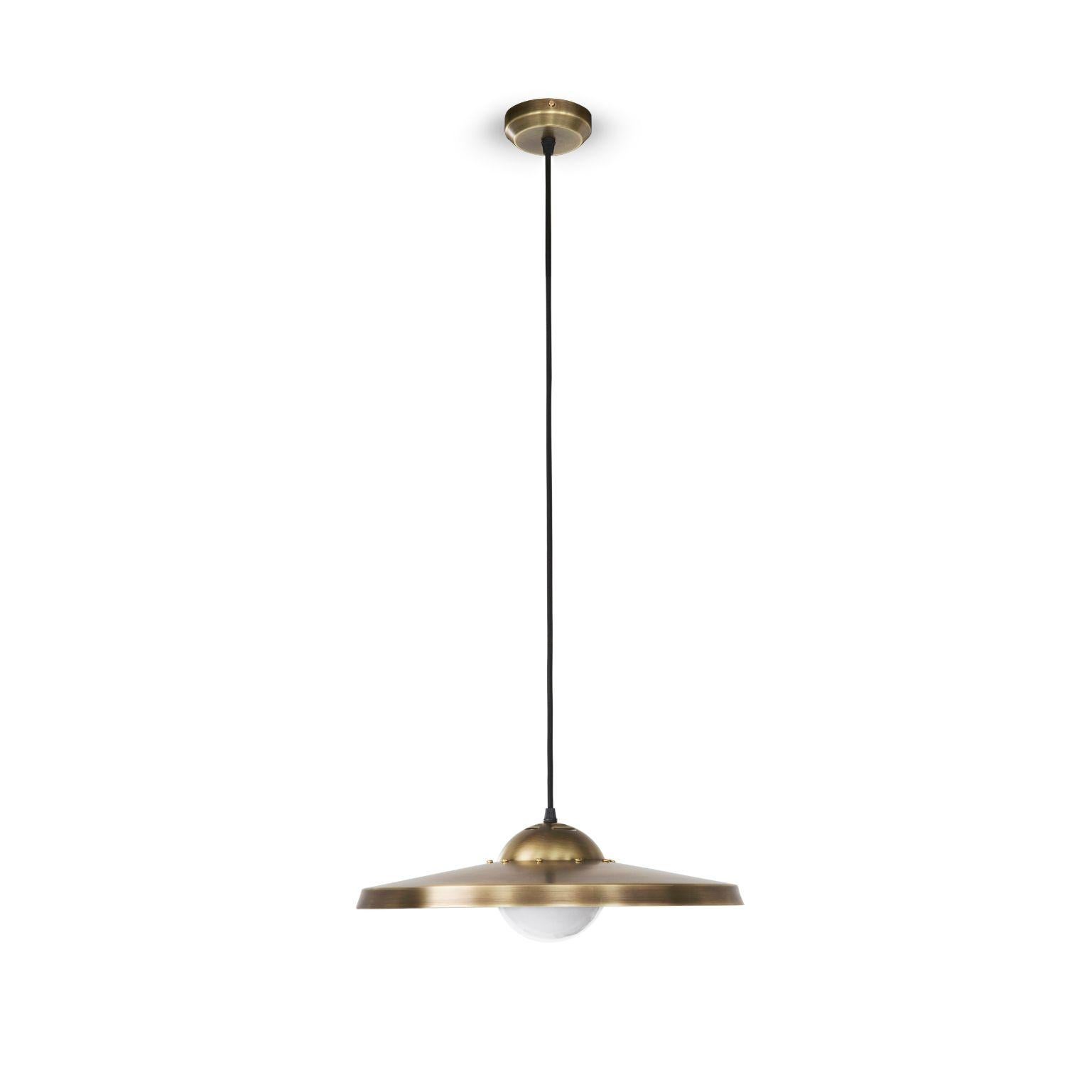 Sedge pendant light by Bert Frank
Dimensions: 42 x 13 x 100 cm
Materials: Brass

When Adam Yeats and Robbie Llewellyn founded Bert Frank in 2013 it was a meeting of minds and the start of a collaborative creative partnership with engineering at