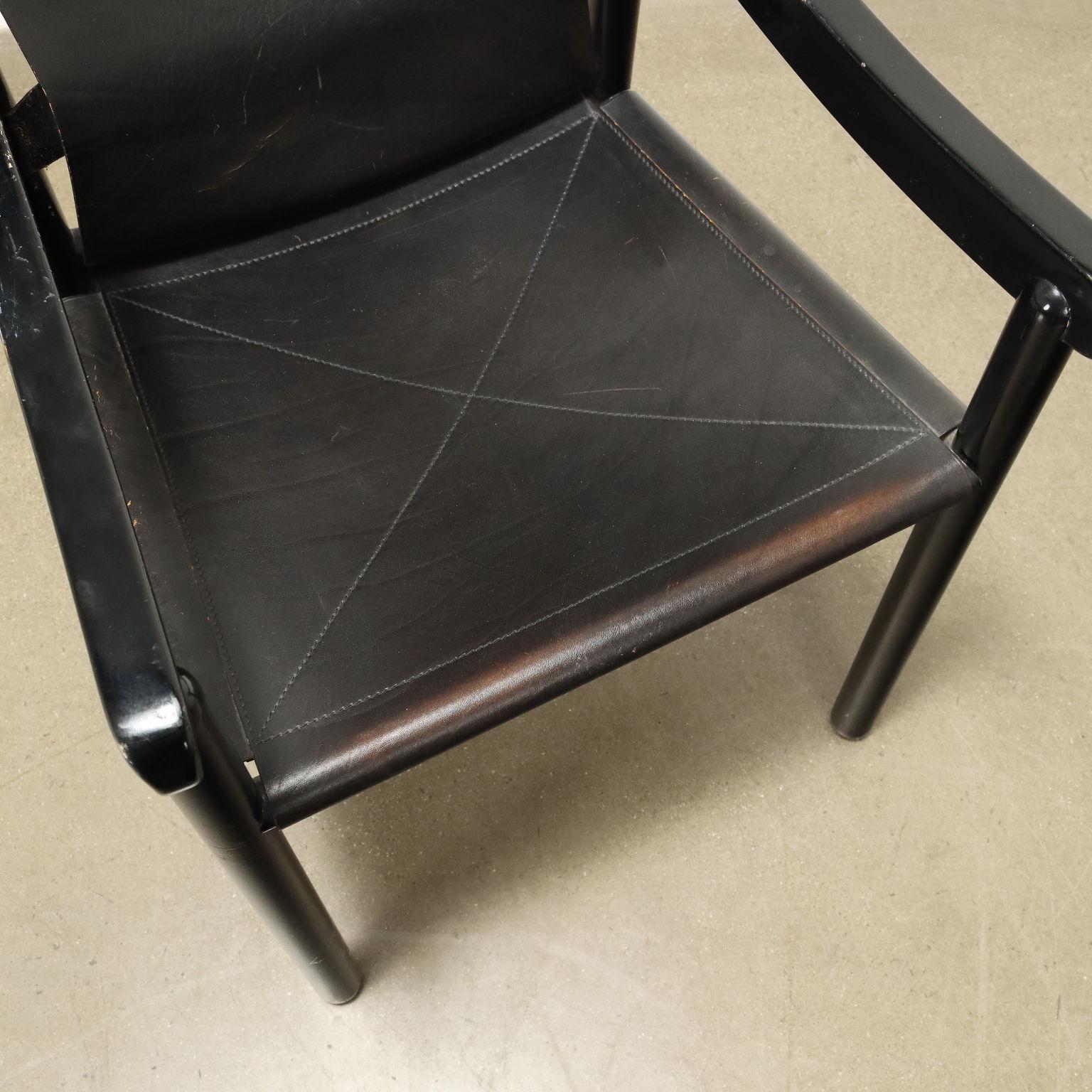Leather Sedia 905 di Vico Magistretti per Cassina  Anni 70