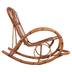 Sedia a dondolo in bambù nello stile di Franco Albini , Italia anni 60.