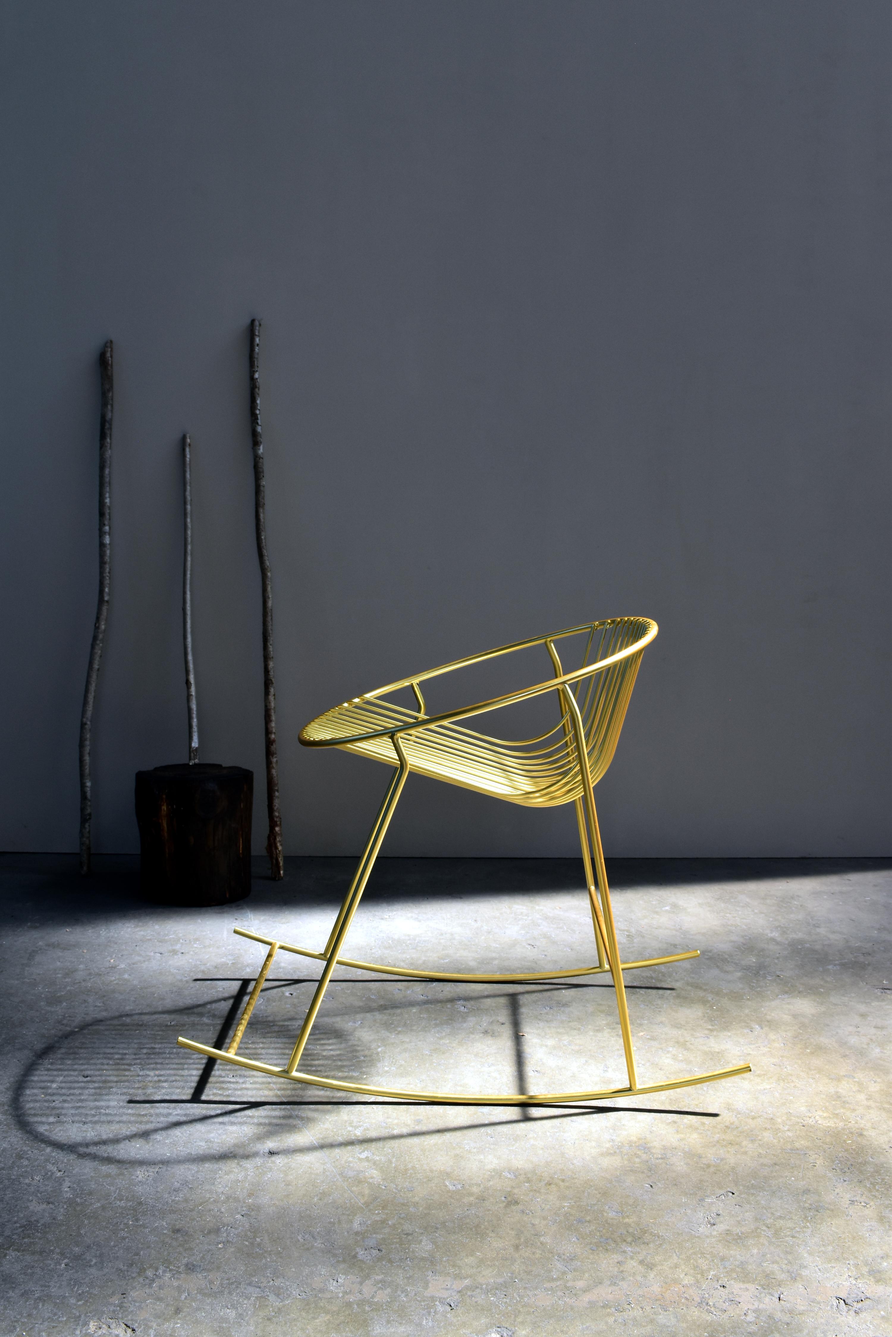 shell rocking chair  with matte brass finish  For Sale 4