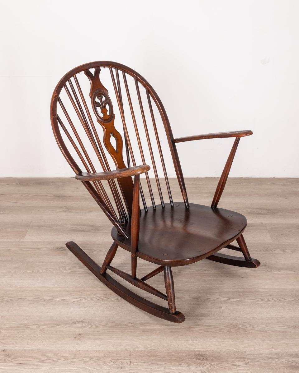 Model 316 wooden rocking chair, design Lucian Ercolani for Ercol, 1950s.

CONDITION: In good condition, shows signs of wear given by time.

DIMENSIONS: Height 92 cm; Width 72 cm; Length 82 cm

MATERIAL: Wood

YEAR OF PRODUCTION: Anni 50

DESIGNER: