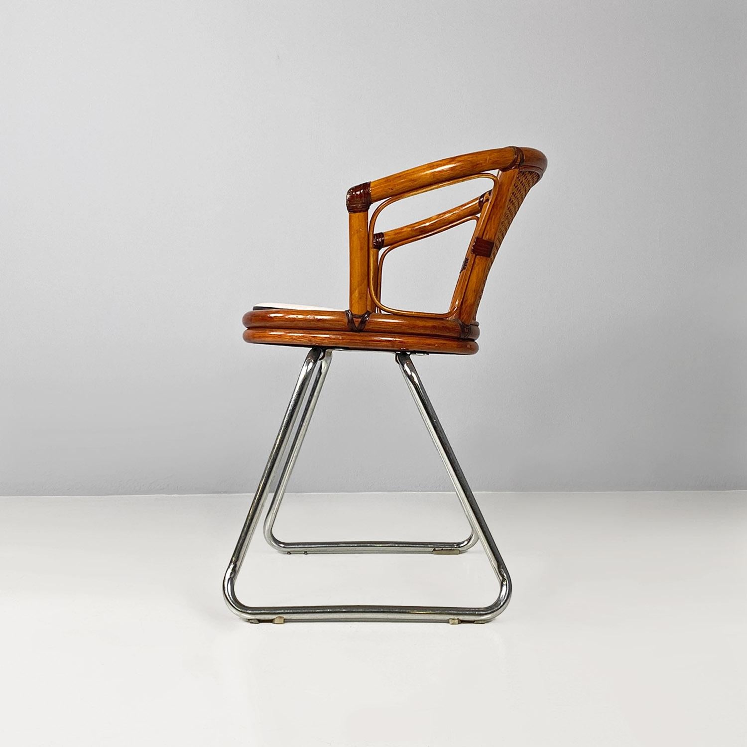 Late 20th Century Cockpit chair, modern Italian, made of vienna straw wood and steel, ca 1970s For Sale