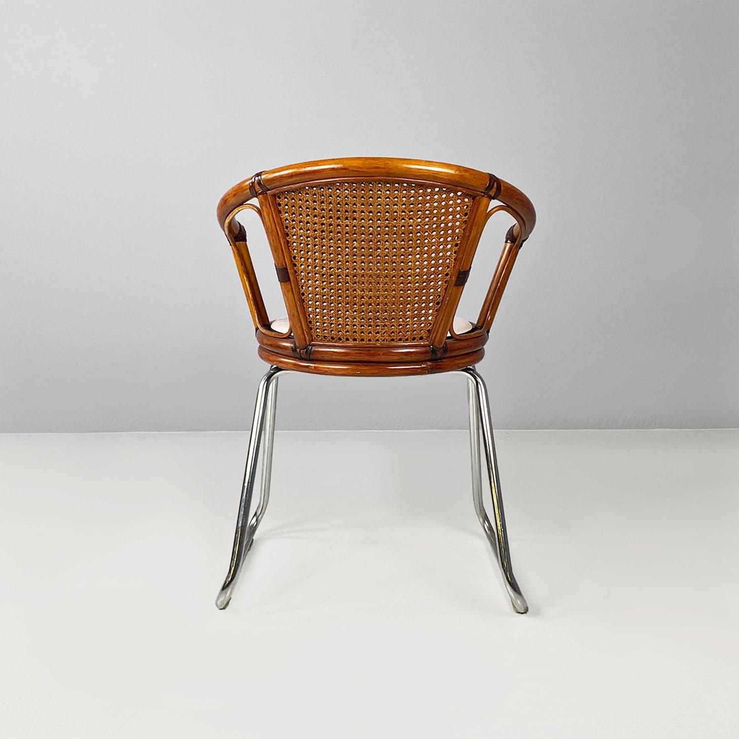 Cockpit chair, modern Italian, made of vienna straw wood and steel, ca 1970s For Sale 1