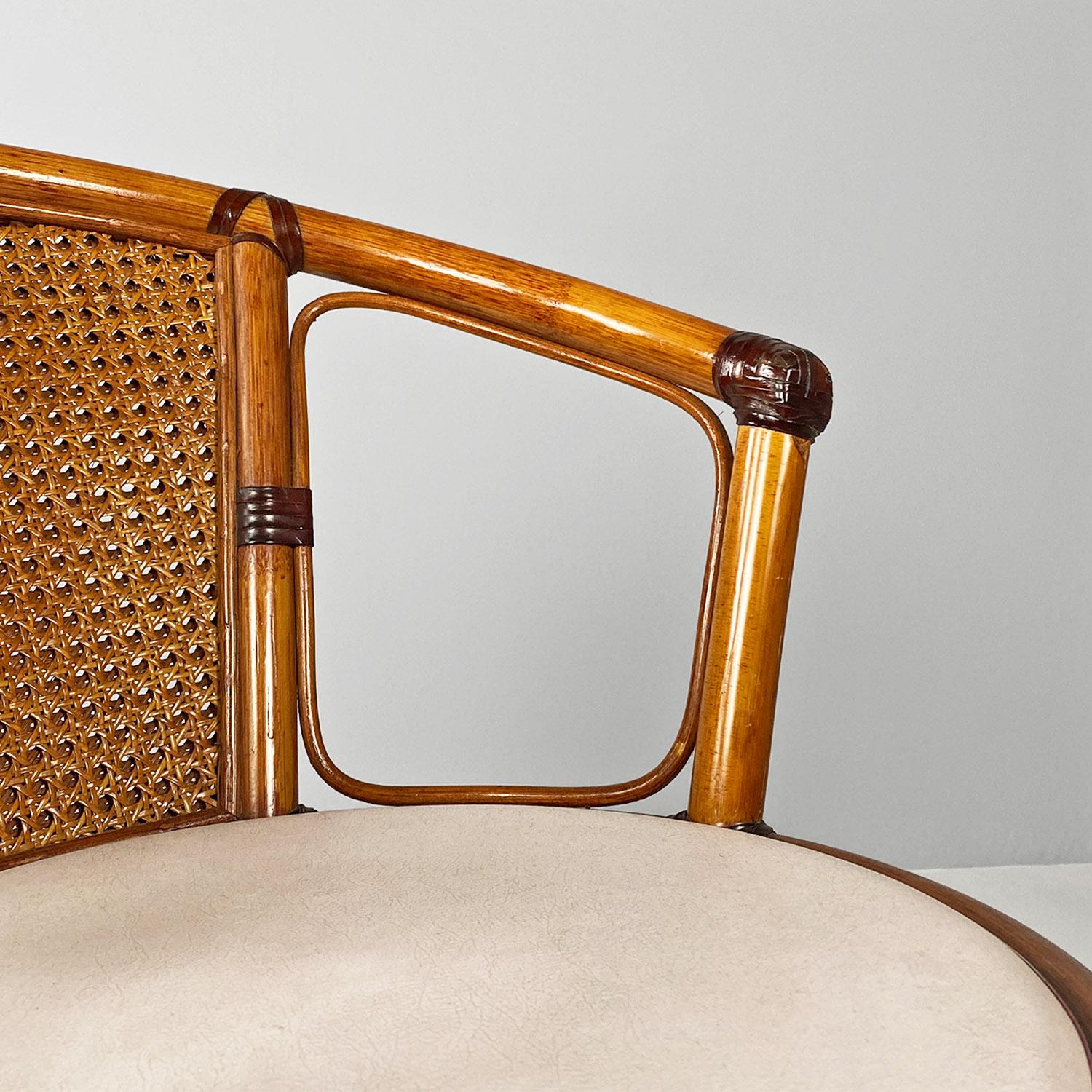Cockpit chair, modern Italian, made of vienna straw wood and steel, ca 1970s For Sale 3