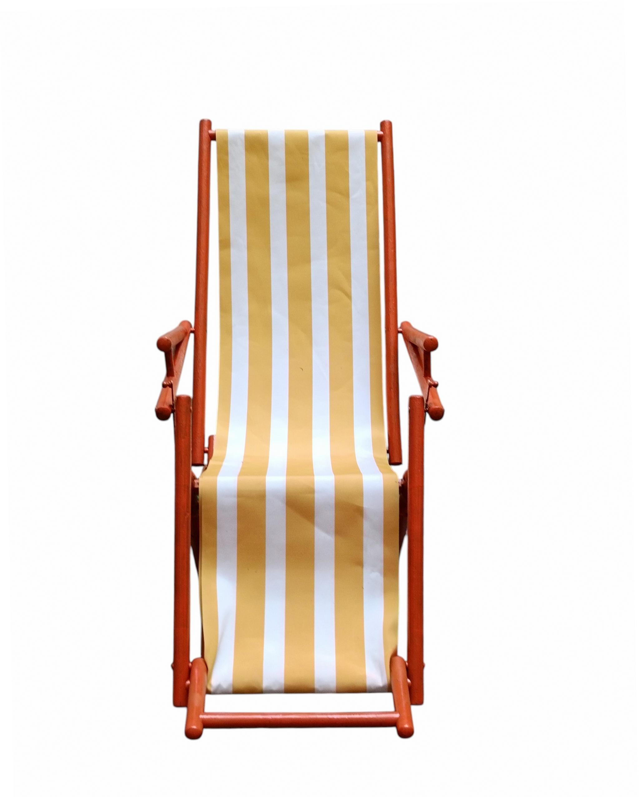 Silla plegable de madera teñida y tela, Italia Años 30 Moderno de mediados de siglo en venta