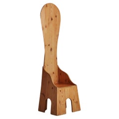 Sedia Alta in Wood Wood di Mario Ceroli per Poltronova, Italia 1972