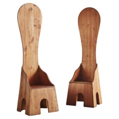 Sedia Alta Fir Wood Chair by Mario Ceroli for Poltronova, Italy 1972