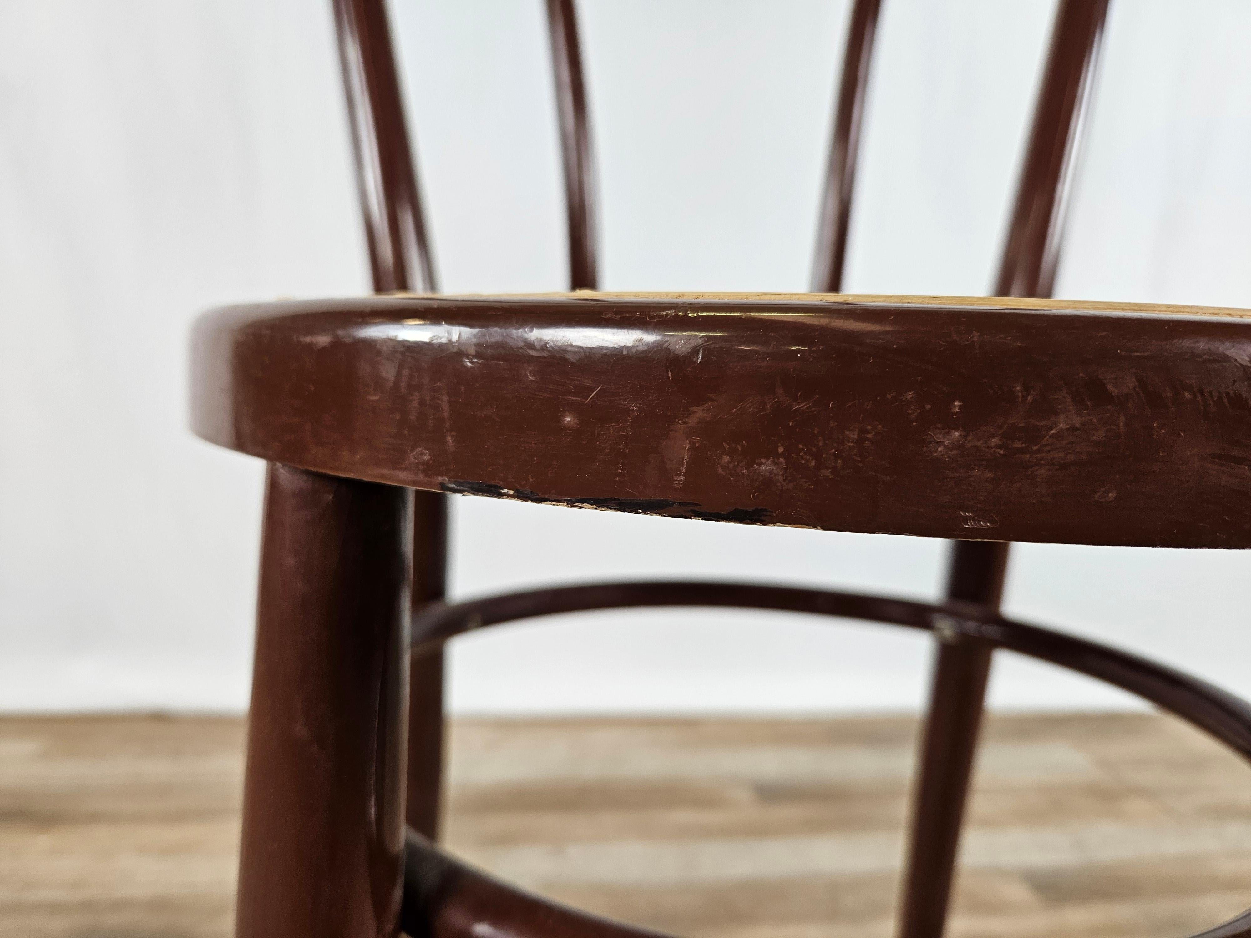 1970s brown lacquered wood chair with Vienna straw seat For Sale 4