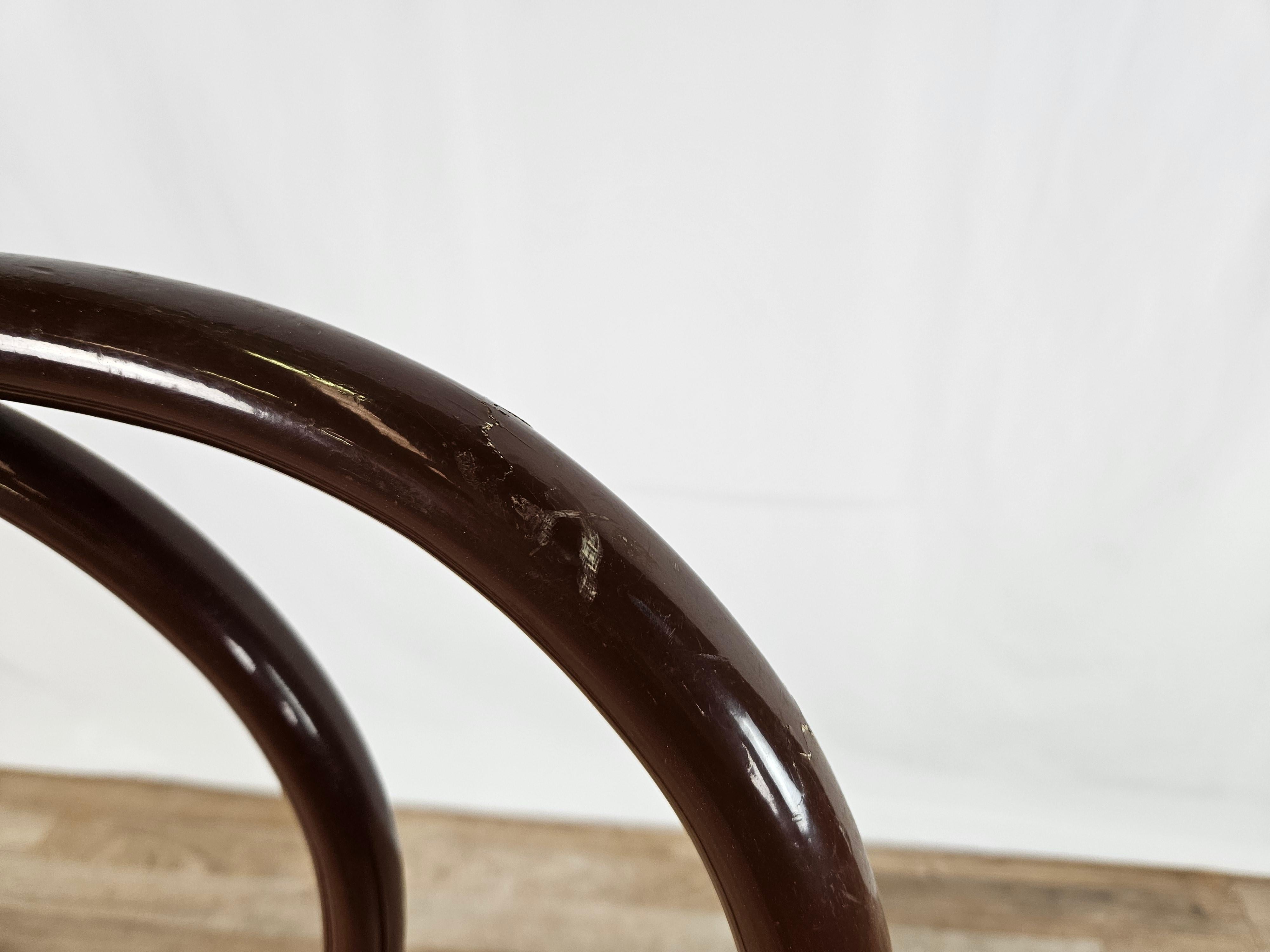 Straw 1970s brown lacquered wood chair with Vienna straw seat For Sale