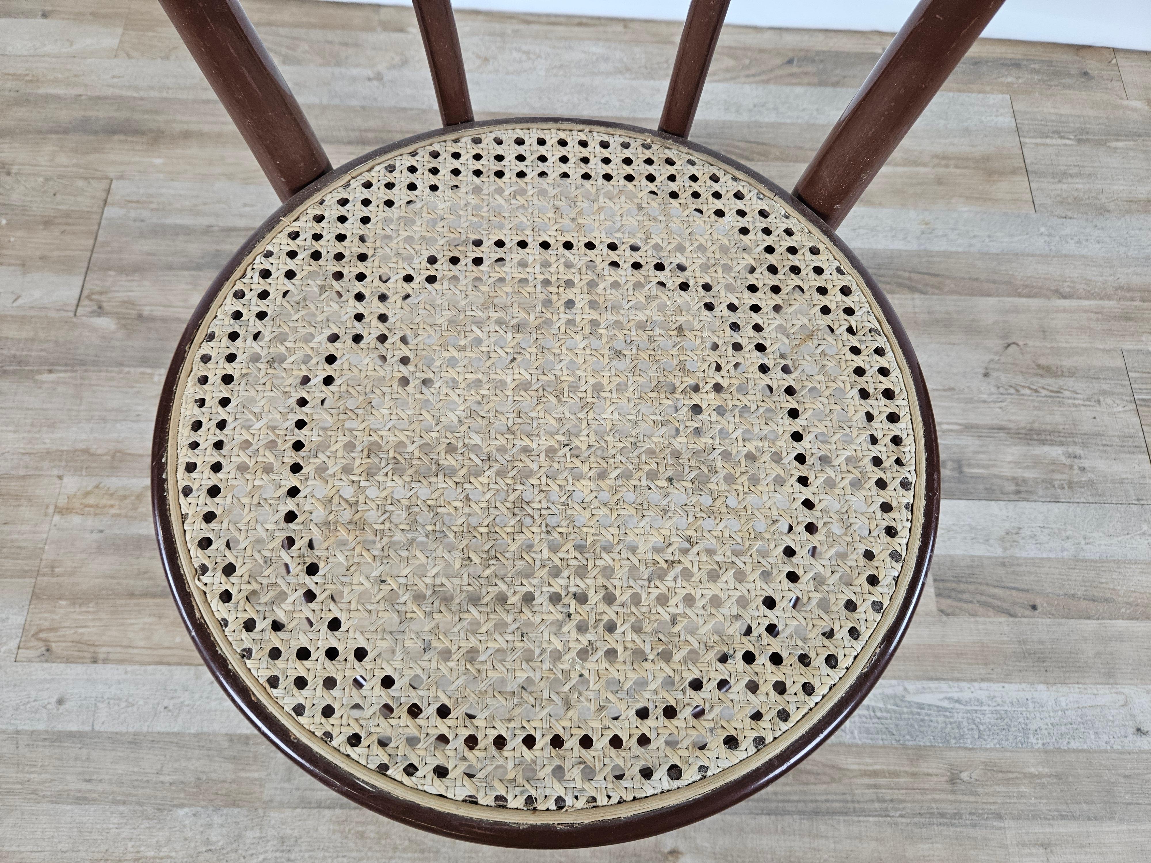 1970s brown lacquered wood chair with Vienna straw seat For Sale 2