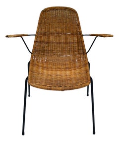 basket chair in wicker 1950s design franco campo & carlo graffi