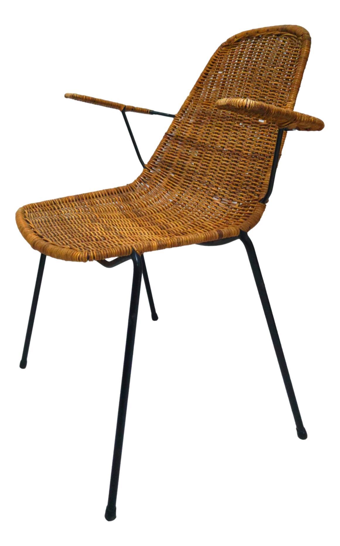 Italian basket chair in wicker 1950s design franco campo & carlo graffi