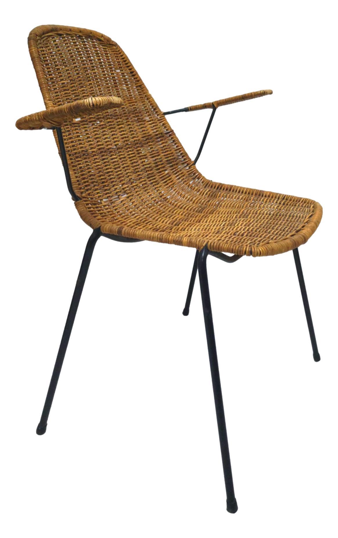 basket chair in wicker 1950s design franco campo & carlo graffi In Good Condition In taranto, IT