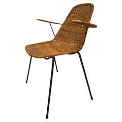Vintage basket chair in wicker 1950s design franco campo & carlo graffi