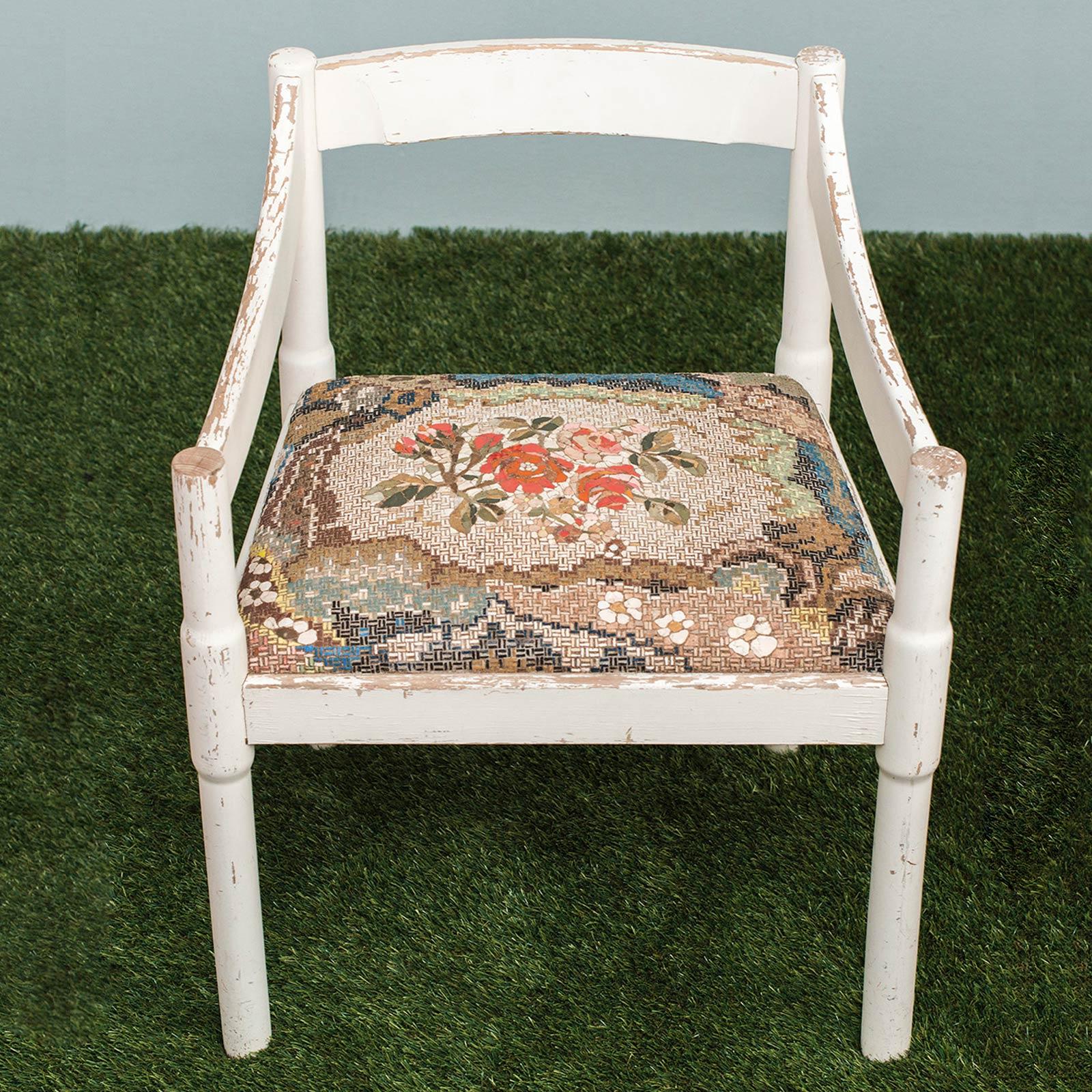 Sedia Bianca has an antique frame and a seat made with unique mosaic technique. The Designer’s concept consists in the interpretation of various materials using exclusively marble and rocks, trying to surprise at the touch and look to the surface