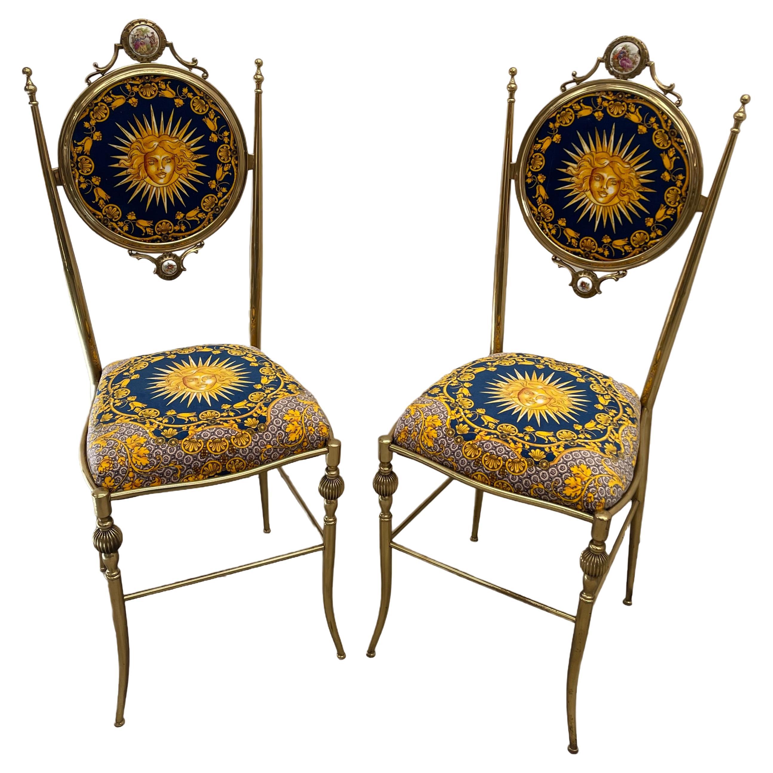 Blue versailles chair gold  For Sale