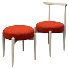 Sedia con pouf sgabello in stile scandinavo impilabili